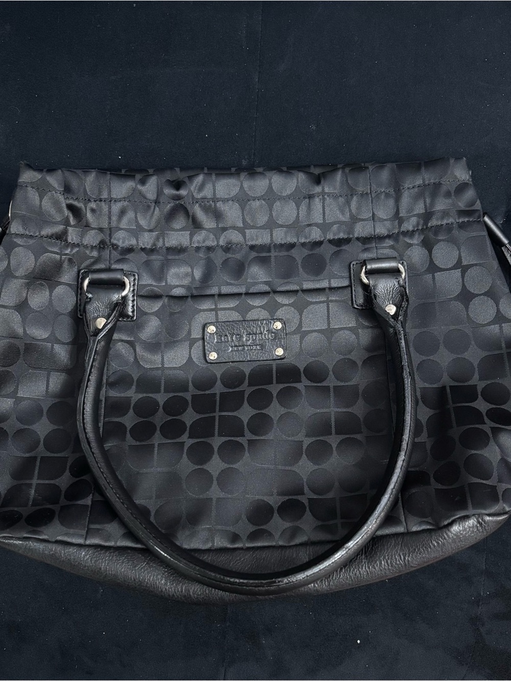 kate spade Black Polka Dot drawstring Shoulder Bag